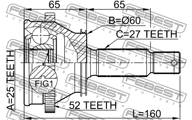 ШРУС внешний HYUNDAI SANTA FE (BB) 2000-2006 1210-SFRRA52 1210-SFRRA52 FEBEST