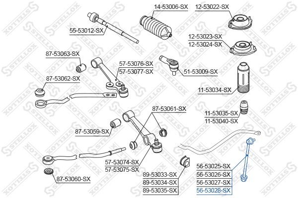 тяга стабилизатора переднего правая!\ KIA Rio 02> 020708> 56-53028-SX STELLOX