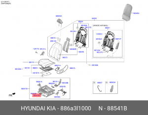 886A3L1000 ПРИВОД РЕГУЛИРОВКИ ПОЛОЖЕНИЯ СИДЕНЬЯ, 30ВТ 886A3L1000 MOBIS