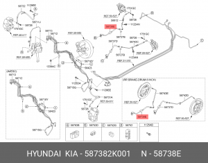 Шланг тормозной KIA Soul (09-) задний правый OE 587382K001 HYUNDAI KIA