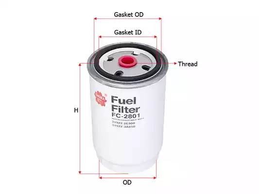 Фильтр топливный KIA/HYUNDAI 1.1D-2.5D 03- FC2801 FC2801 SAKURA