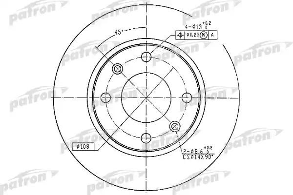 Диск тормозной PEUGEOT 206 передний (1шт.) PATRON PBD1221 PATRON