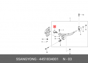 Опора шаровая SSANGYONG Actyon (10-) нижняя левая/правая OE 4451834001 SSANG YONG