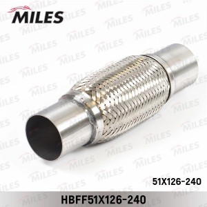 Труба гофрированная (гофра) патрубками и металлорукавом 51X126-240 (BOSAL 265-62 HBFF51X126-240 MILES