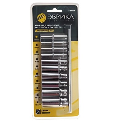 Набор головок торцевых 1/4" 04-13мм высоких 10 предметов ЭВРИКА ER-95150 EVRIKA