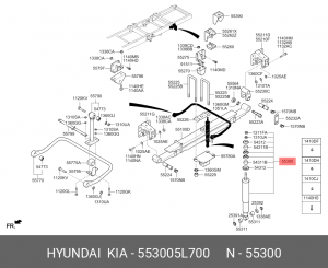 Амортизатор HYUNDAI HD78 дв.D4DD (Kuzbass),D4GA задний масляный OE 553005L700 HYUNDAI KIA