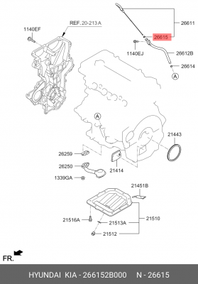 Кольцо уплотнительное HYUNDAI HD35 (17-),Solaris (11-) щупа уровня масла OE 266152B000 HYUNDAI KIA