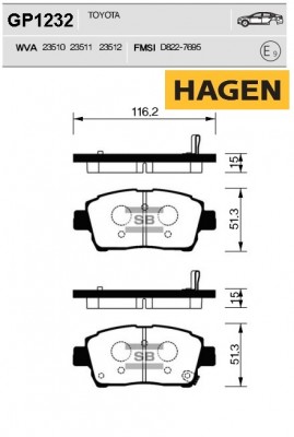 Колодки передние TOYOTA YARIS (P1) GP1232 GP1232 SANGSIN