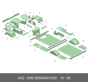 Подножка УАЗ кабины правая (ОАО УАЗ) 045150840501200 UAZ UAZ