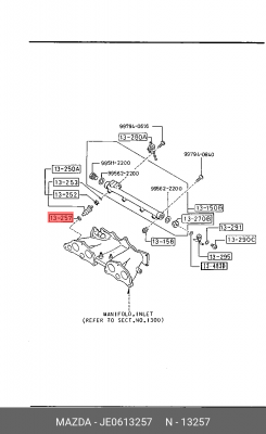 КОЛЬЦО ТОПЛИВНОЙ ФОРСУНКИ JE0613257 JE06-13-257 MAZDA