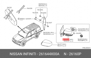 повторитель поворота в зеркало!\ Nissan 261644X00A NISSAN