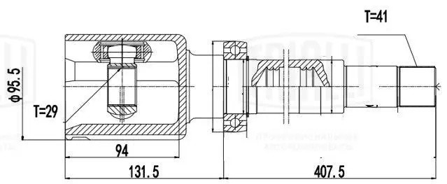 ШРУС внутренний FORD Transit (06-) правый комплект TRIALLI GO1040 TRIALLI