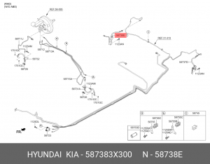 Шланг тормозной HYUNDAI Elantra (11-) задний правый (дисковые) OE 587383X300 HYUNDAI KIA