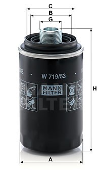 VW TRANSPORTER T5 (2011>) 2.0 TSI (7E, 7F) W 719/53 MANN FILTER