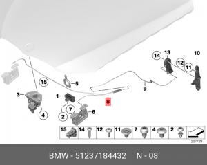 Трос капота BMW 3 (E90) OE 51 23 7 184 432 BMW