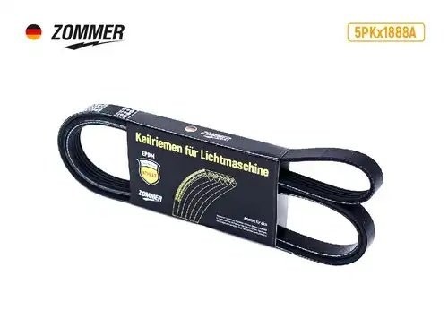 Ремень 1888 (5PK) генератора ВАЗ 2123 (под ГУР) EPDM 5PK1888A ZOMMER