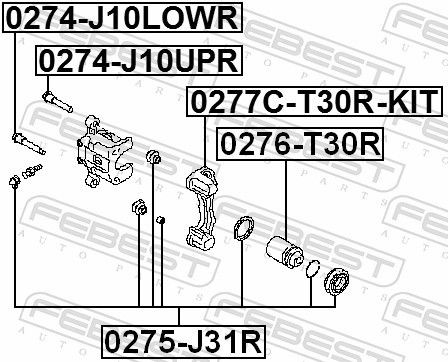 Втулка направляющая тормозного суппорта NISSAN QASHQAI J10E 2006.12-2013.12 0274 0274-J10LOWR FEBEST