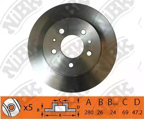 Диск тормозной HYUNDAI i30 (07-) KIA Ceed (06-) (R15) передний (1шт.) NIBK RN1412 NIBK