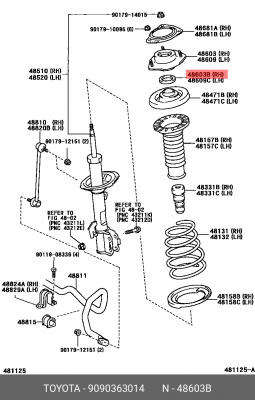 Подшипник опоры DAIHATSU TOYOTA Camry амортизатора переднего OE 90903-63014 DAIHATSU