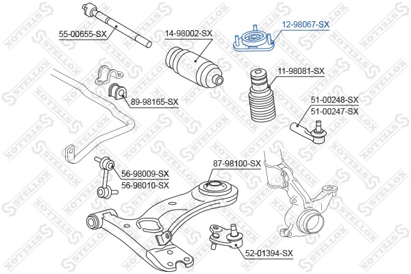 Опора стойки амортизатора  1298067SX 12-98067-SX STELLOX