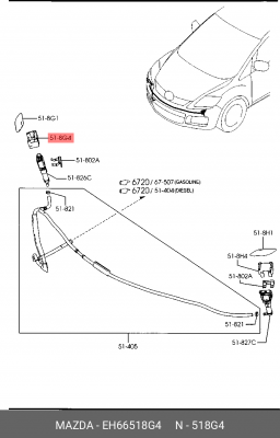 EH66518G4 КРОНШТЕЙН ФОРСУНКИ ОМЫВАТЕЛЯ ФАР ПРАВОЙ EH66518G4 MAZDA