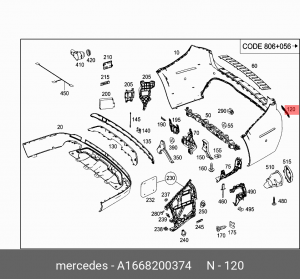 катафот бампера левый!\ MB A 166 820 03 74 MERCEDES BENZ