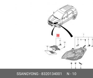 Фара противотуманная SSANGYONG Actyon (10-) левая OE 8320134001 SSANG YONG