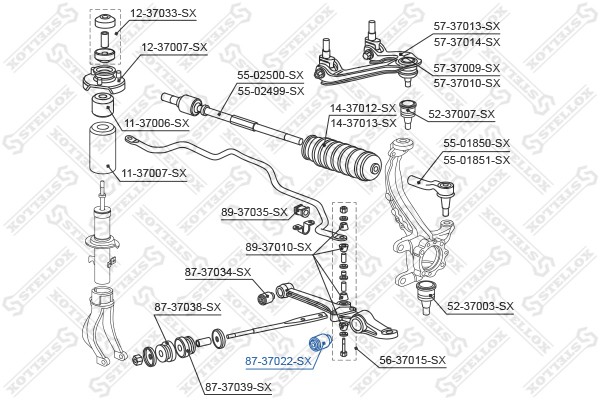 сайлентблок нижн. рычага наружн.!\Honda Accord all 90-98/Shuttle all 95-01 87-37022-SX STELLOX