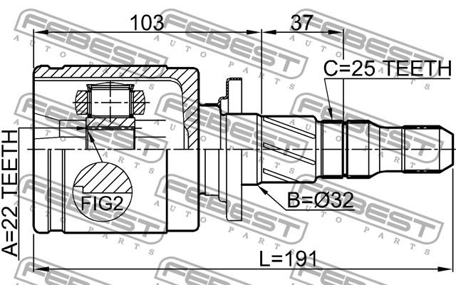 ШРУС внутр задний SUBARU IMPREZA G10 1992-2002 0811-B12R 0811-B12R FEBEST
