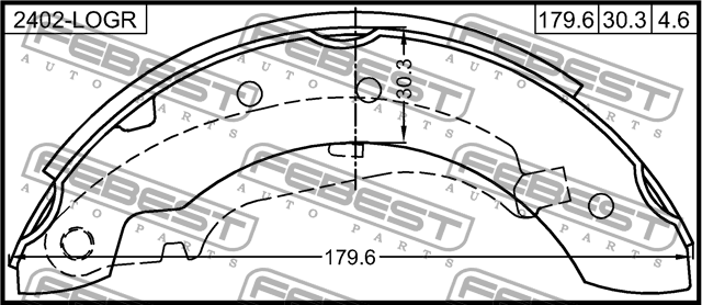 Колодки тормозные задние (барабанные) комплект (со скобами ручника, заглушками) 2402-LOGR FEBEST
