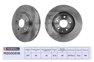 Тормозной диск передн. Mazda 6 III GJ 12-  CX-5 I II 11- M2000518 M2000518 MARSHALL