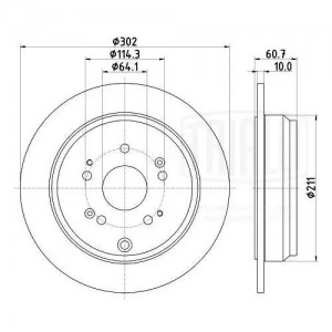 Диск торм. Honda CR-V (06-) зад. d=305 (окраш.) (DF 230117)  2шт DF230117 TRIALLI