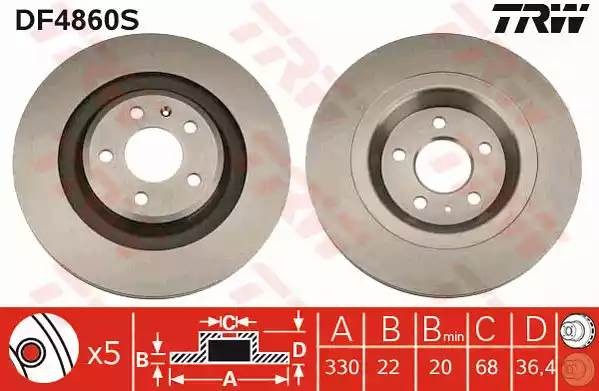 Диск тормозной задний AUDI S4 (B8), S5, Q5 (8R) DF4860S DF4860S TRW