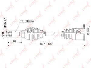 Привод в сборе задний L CD-1143 LYNXAUTO