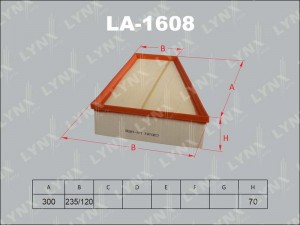 Фильтр воздушный FORD Mondeo (07-),Galaxy,S-Max LYNX LA-1608 LYNXAUTO