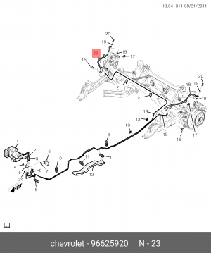 шланг торм.зад. прав.\ Chevrolet Captiva 2.4 07> 96625920 GENERAL MOTORS