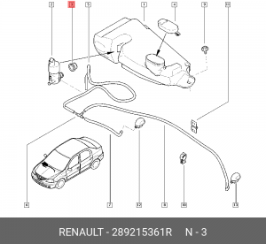 Кольцо уплотнительное RENAULT Logan мотора омывателя OE 289215361R RENAULT