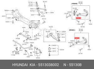 Сайлентблок HYUNDAI Sonata 4,5 KIA Magentis рычага заднего верхнего OE 5513038002 HYUNDAI KIA