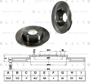 AUDI 100 >83 / A80 86-91 256x13x4 BS0100 BLITZ