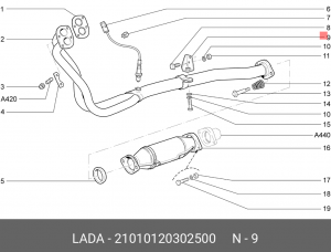 Кронштейн ВАЗ-2101-2107 трубы приемной к КПП АвтоВАЗ 21010-1203025-00 LADA VAZ