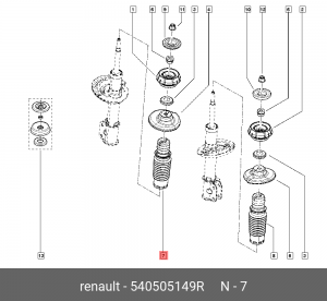 Пыльник с отбойником переднего амортизатора RENAULT Logan I/II / Sandero I/II /  540505149R RENAULT