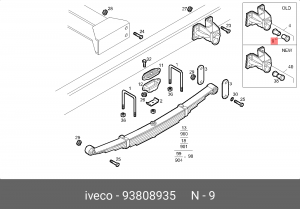 с/б зад. рессоры!\Iveco Daily I 30/35/40/45/49/59 2.3/2.5/2.8D 89> 16.5x40.5/58x 93808935 IVECO