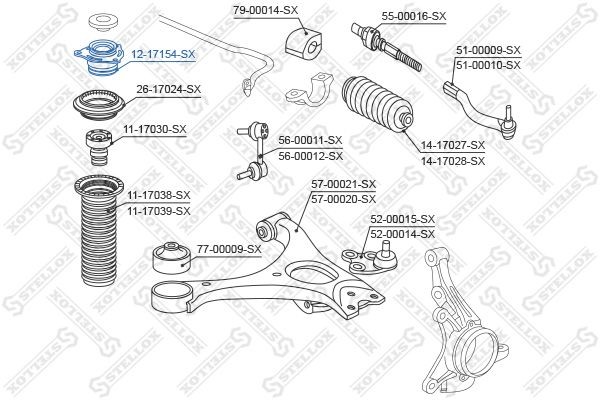 опора амортизатора переднего!\ Honda CIVIC 06-12 12-17154-SX STELLOX