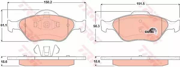 FORD FUSION (02>)/ MAZDA2 (03-06) GDB1419 TRW