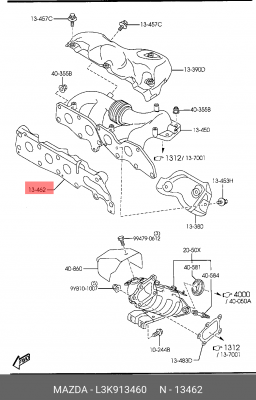 прокладка выпускного коллектора!\ Mazda 3/6/CX-7 2.3 05-13 L3K9-13-460 MAZDA