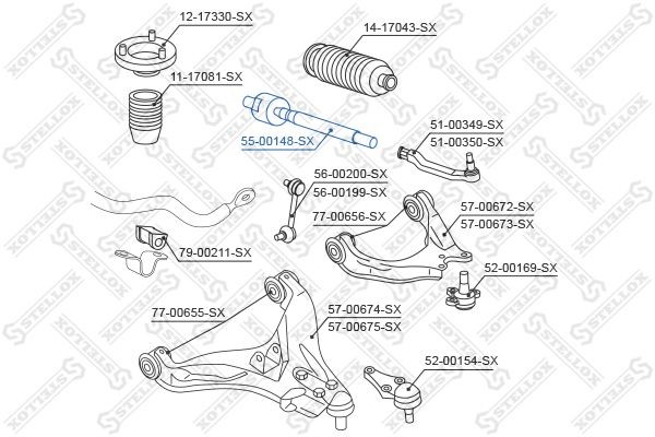 тяга рулевая!\ Mitsubishi L200 2.5DiD 05> 55-00148-SX STELLOX