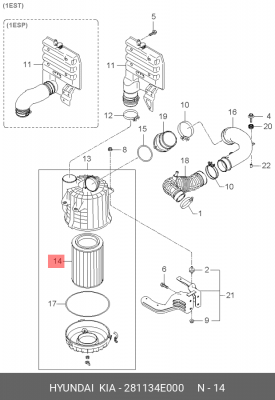 Фильтр воздушный KIA Bongo 3 (06-) (2.5/2.9) OE 28113-4E000 HYUNDAI KIA