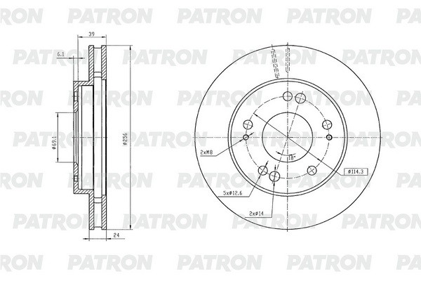 Диск тормозной MITSUBISHI Eclipse передний (1шт.) PATRON PBD1434 PATRON