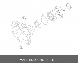 Уплотнение крышки хвостовика MAN 81329030303 MAN