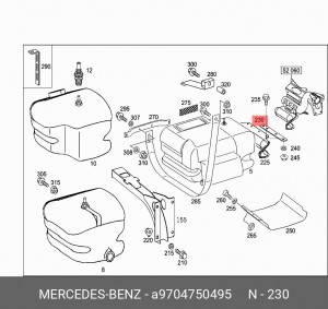 9704750495 УСИЛИТЕЛЬ КРЕПЛЕНИЯ БАКА ТОПЛИВНОГО A 970 475 04 95 MERCEDES BENZ